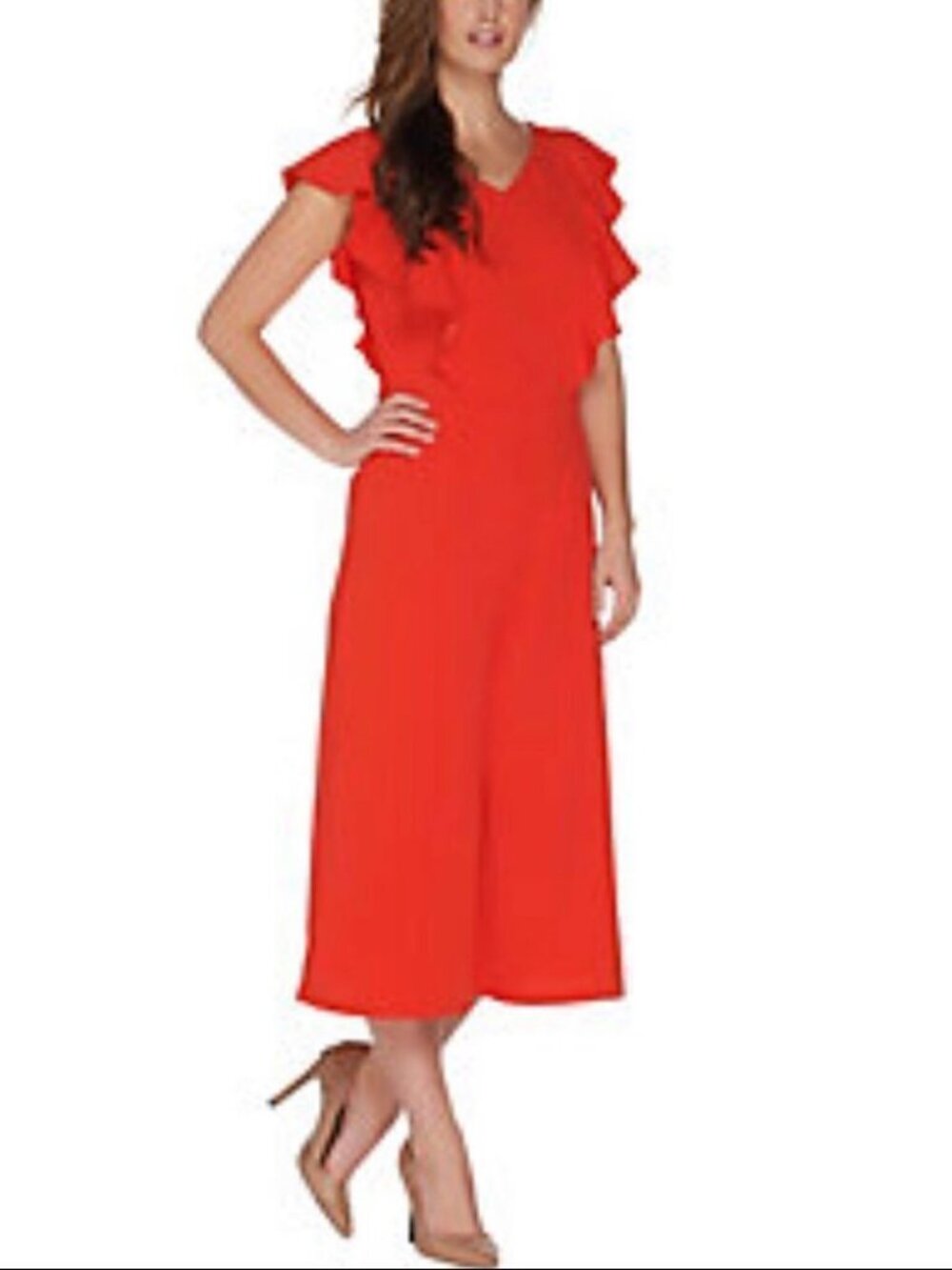 Du Jour V-Neck Culotte Knit Ruffle Jumpsuit